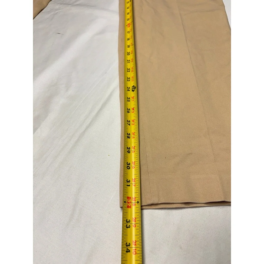Burberry London Mens Pleated Trousers Tan Khaki Wide Leg Pants 36X32 REG JBT5